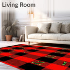 Red Black Buffalo Plaid Pattern Rug