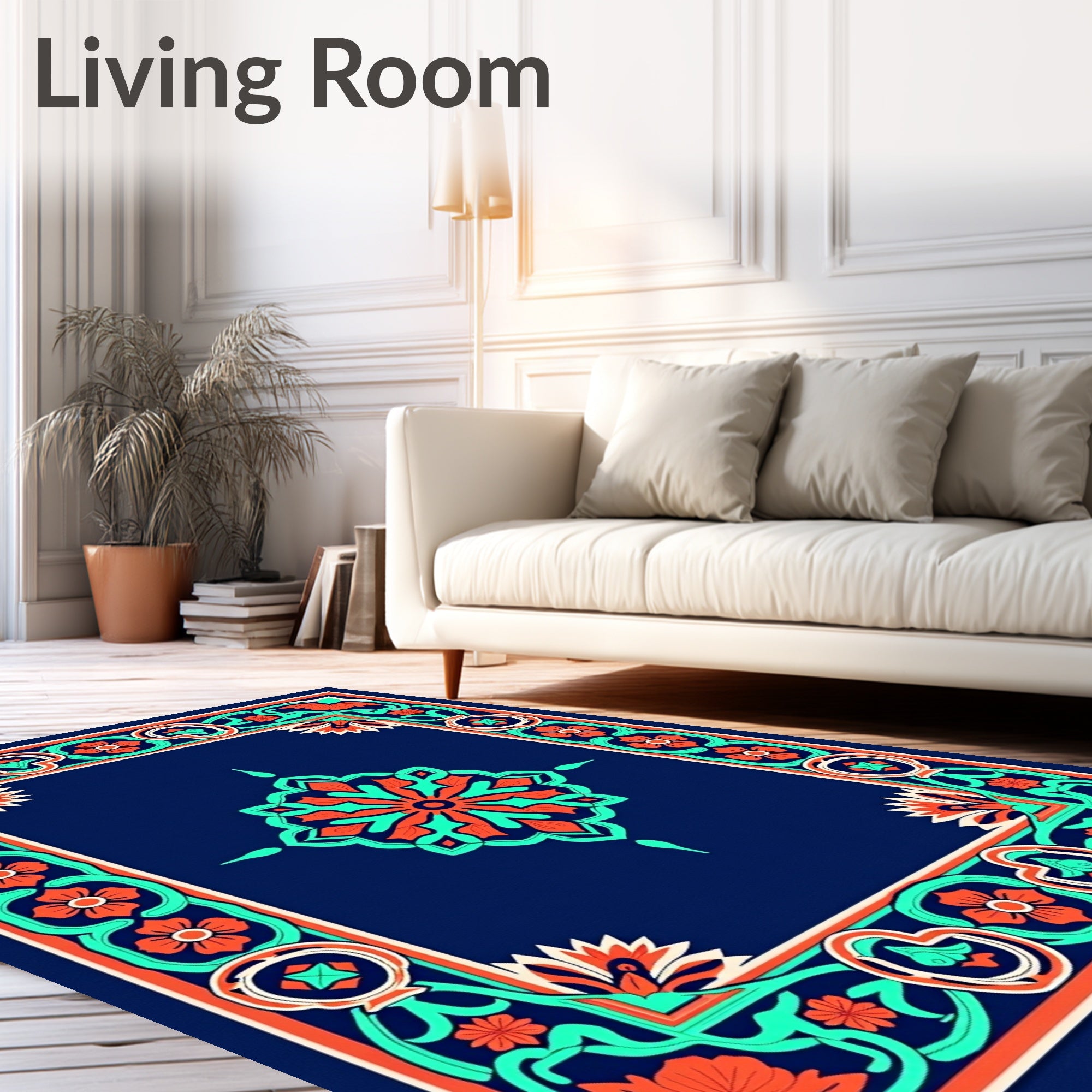 Floral Geometric Medallion Design Rug