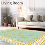 Pastel Floral Pattern Bordered Rug