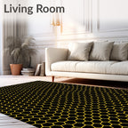 Chic Black Hexagonal Pattern Rug