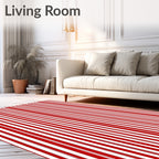 Classic Red and White Stripe Design Rug