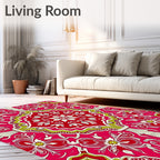 Elaborate Floral Vibrant Medallion Design Rug