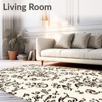 Elegant Brown Flourish Damask Pattern Rug