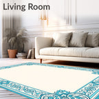 Oceanic Blue Antique Floral Border Rug