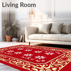 Red Floral Border Design Rug
