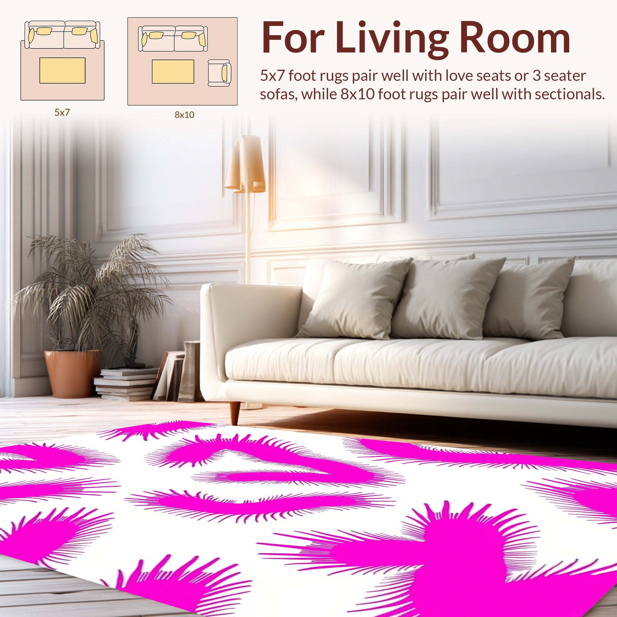 Whimsical Pink Furry Abstract Pattern Rug