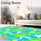 Bright Abstract Floral Leaf Pattern Rug