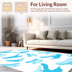 Abstract Blue Wave Pattern Rug