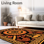 Folklore Animal Sunburst Pattern Rug
