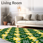 Graphic Snowflake Patterned Yellow Rug