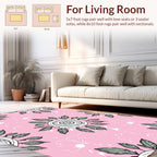 Circular Floral Pattern on Pink Rug