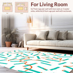 Abstract Teal Orange Stick Pattern Rug
