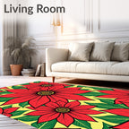 Bold Red Floral Pattern Rug