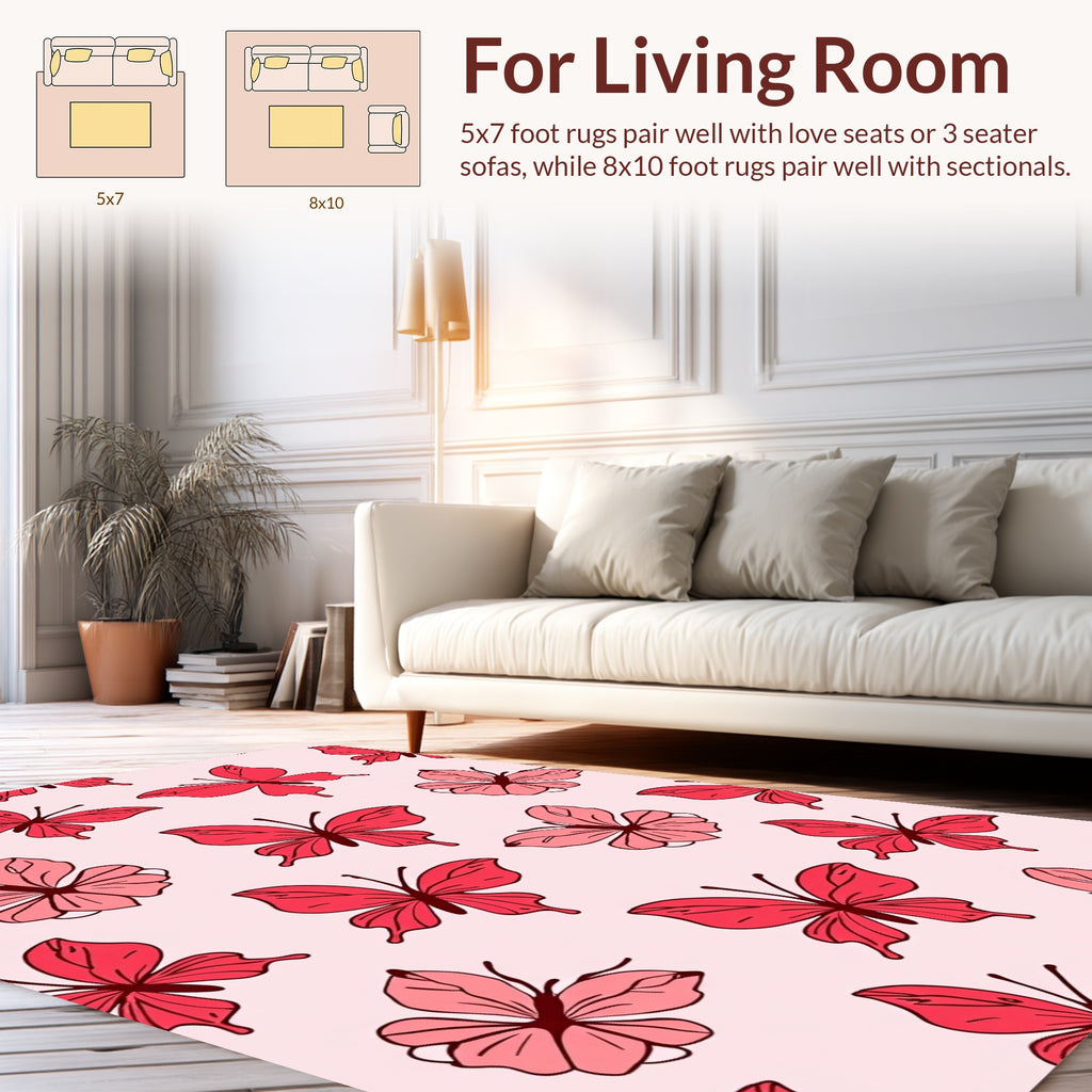 Red Butterfly Pattern Design Rug