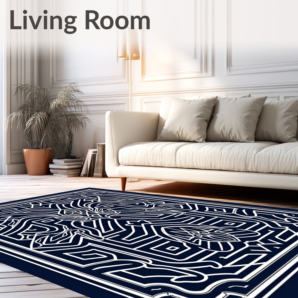 Abstract Geometric Line Art Design Rug
