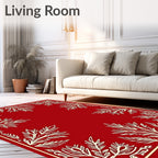 Crimson Leafy Border Design Rug