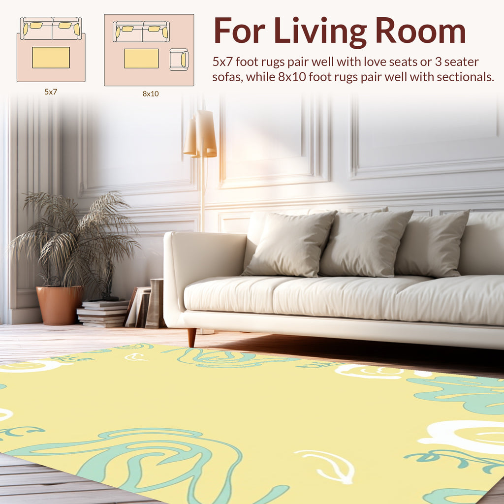 Abstract Floral Sketch Pattern Rug