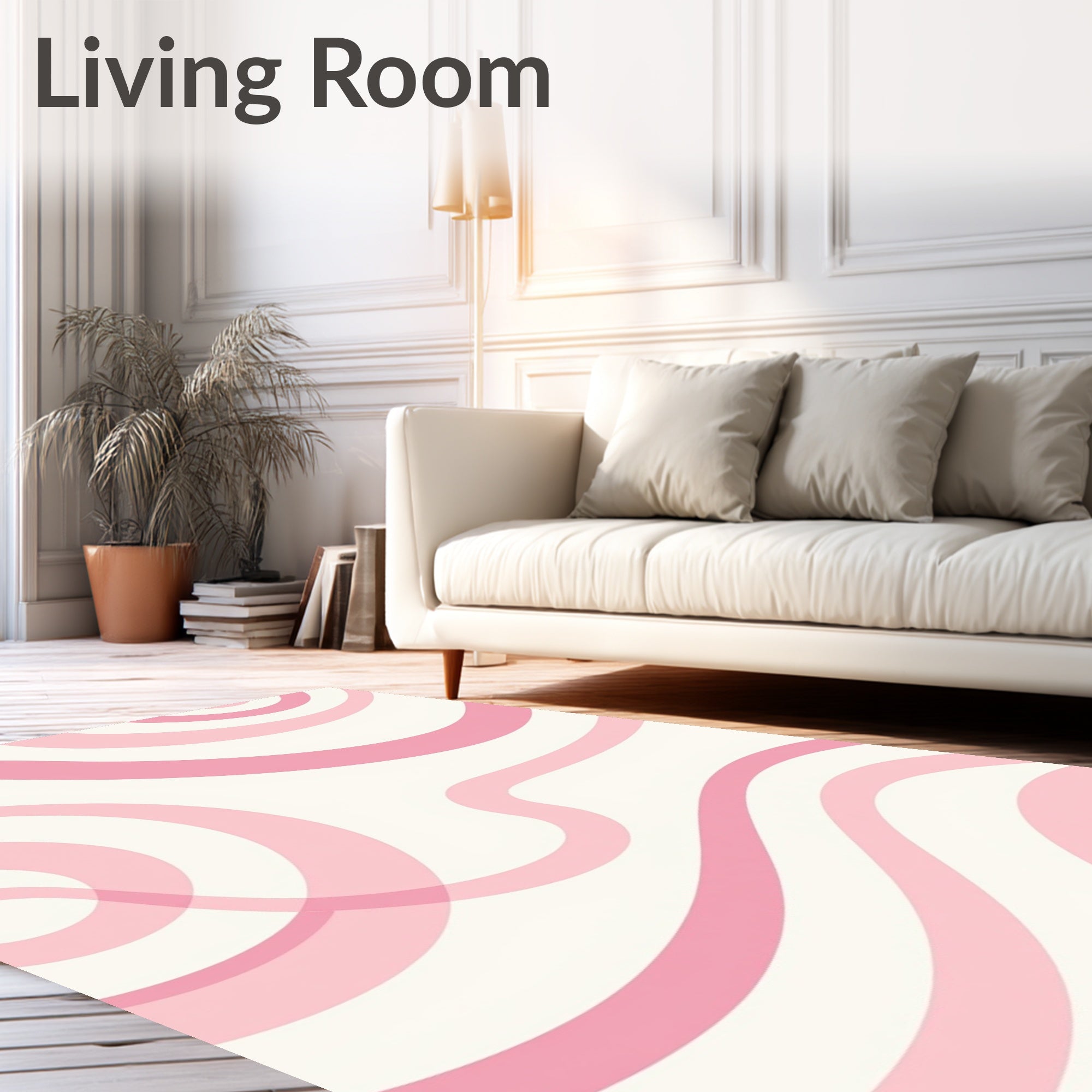 Pink Swirls Abstract Pattern Rug