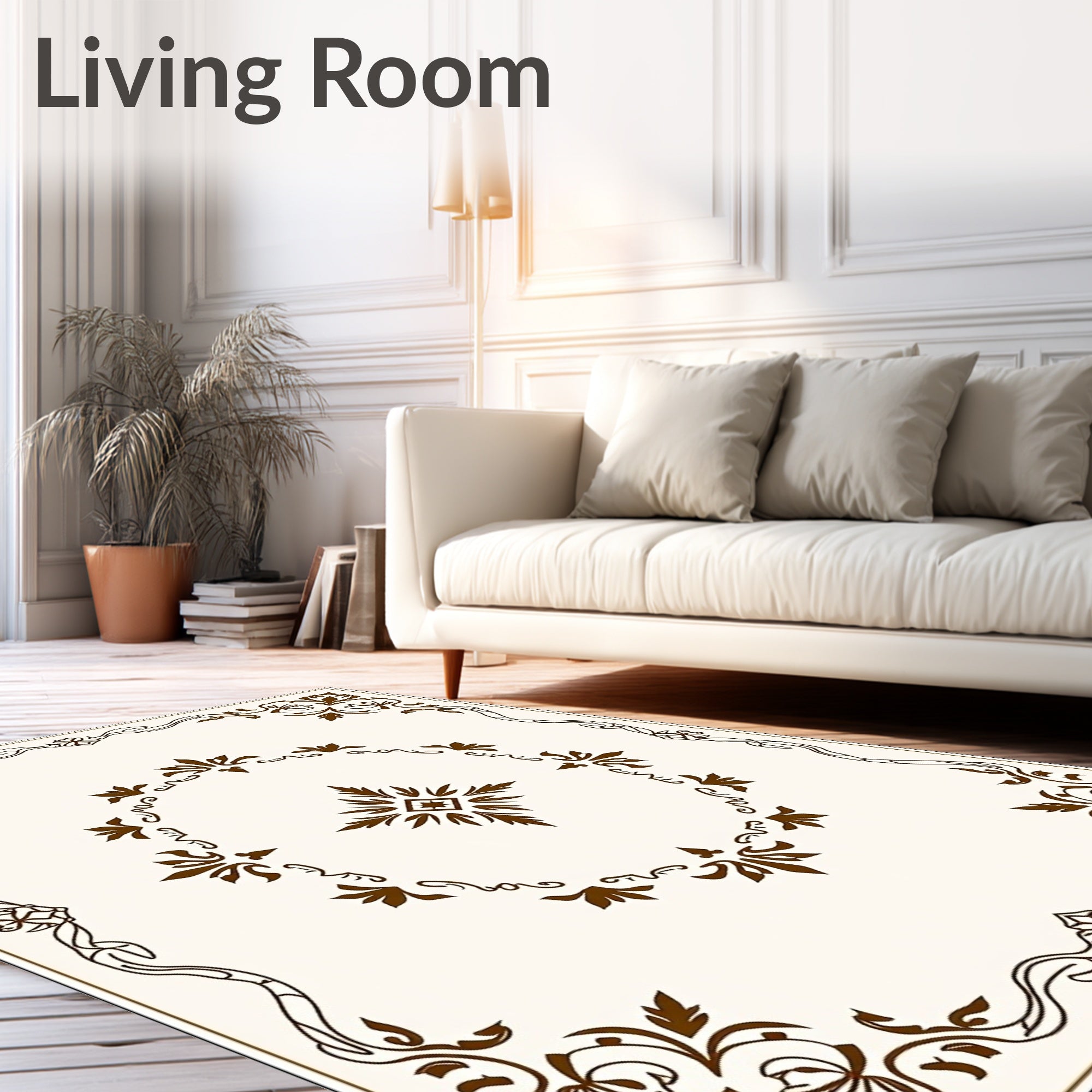 Classic Floral Decorative Scrollwork Design Rug