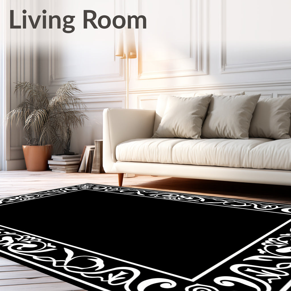 Classic Floral Scrollwork Frame Design Rug