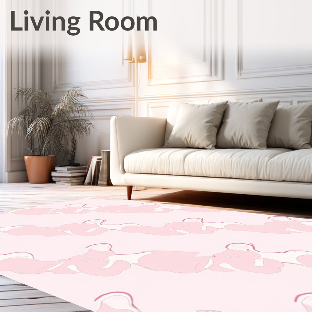 Pastel Pink Abstract Bear Pattern Rug