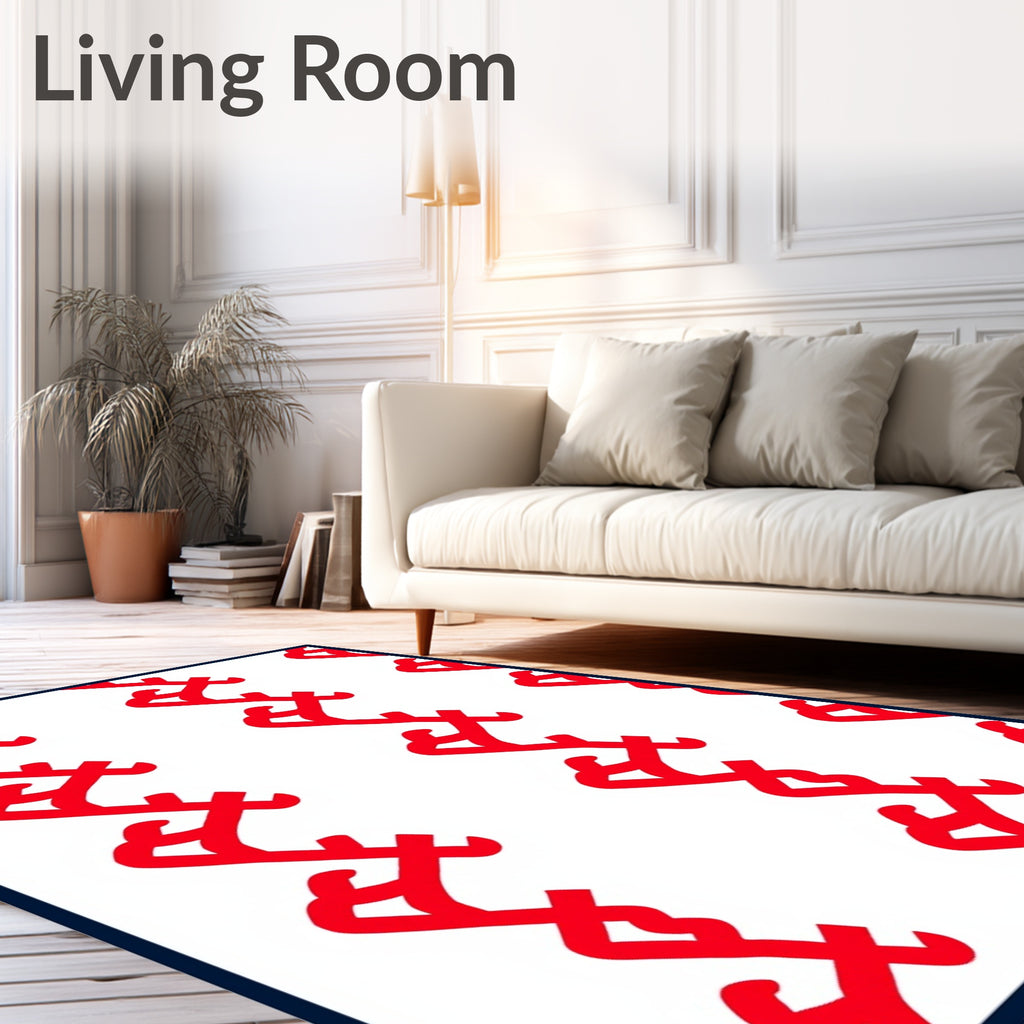 Red Zigzag Vertical Pattern Rug