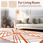 Bold Geometric Orange Line Design Rug