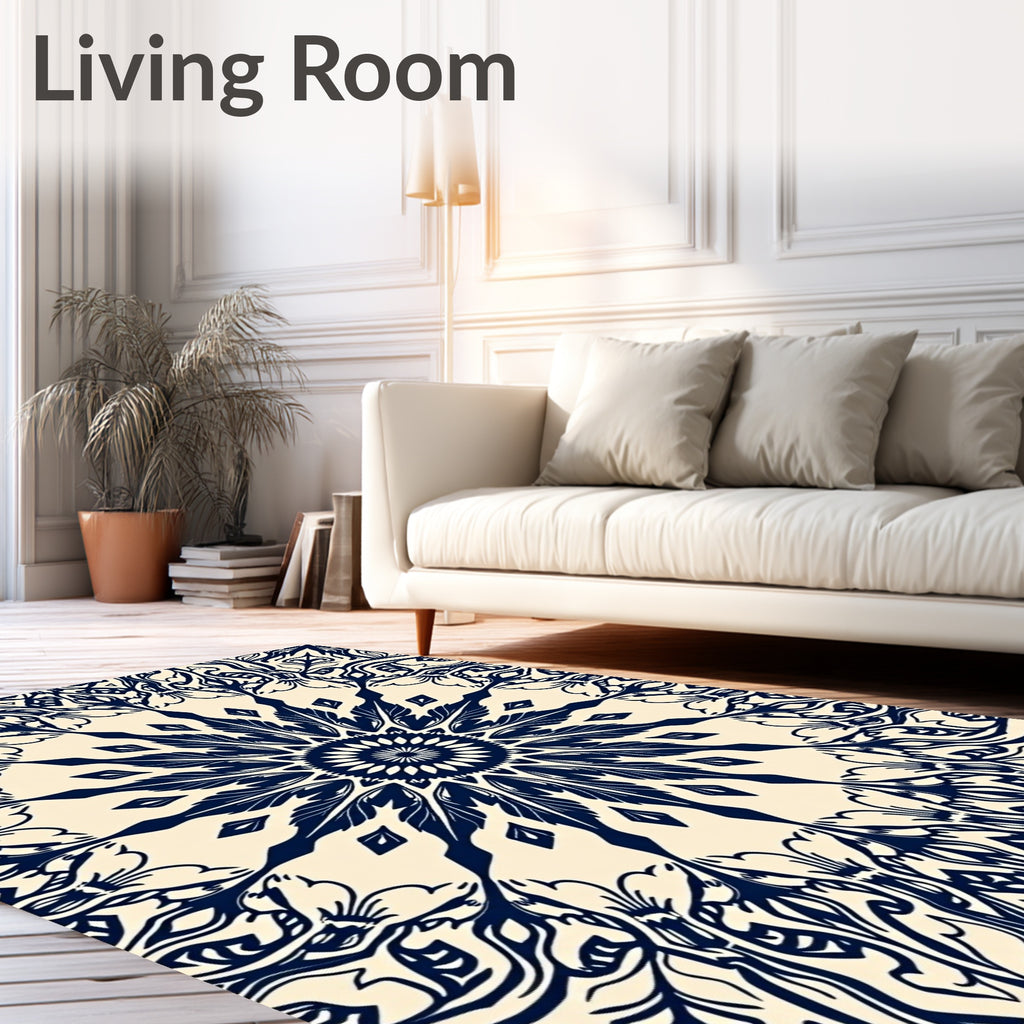 Intricate Floral Mandala Design Rug