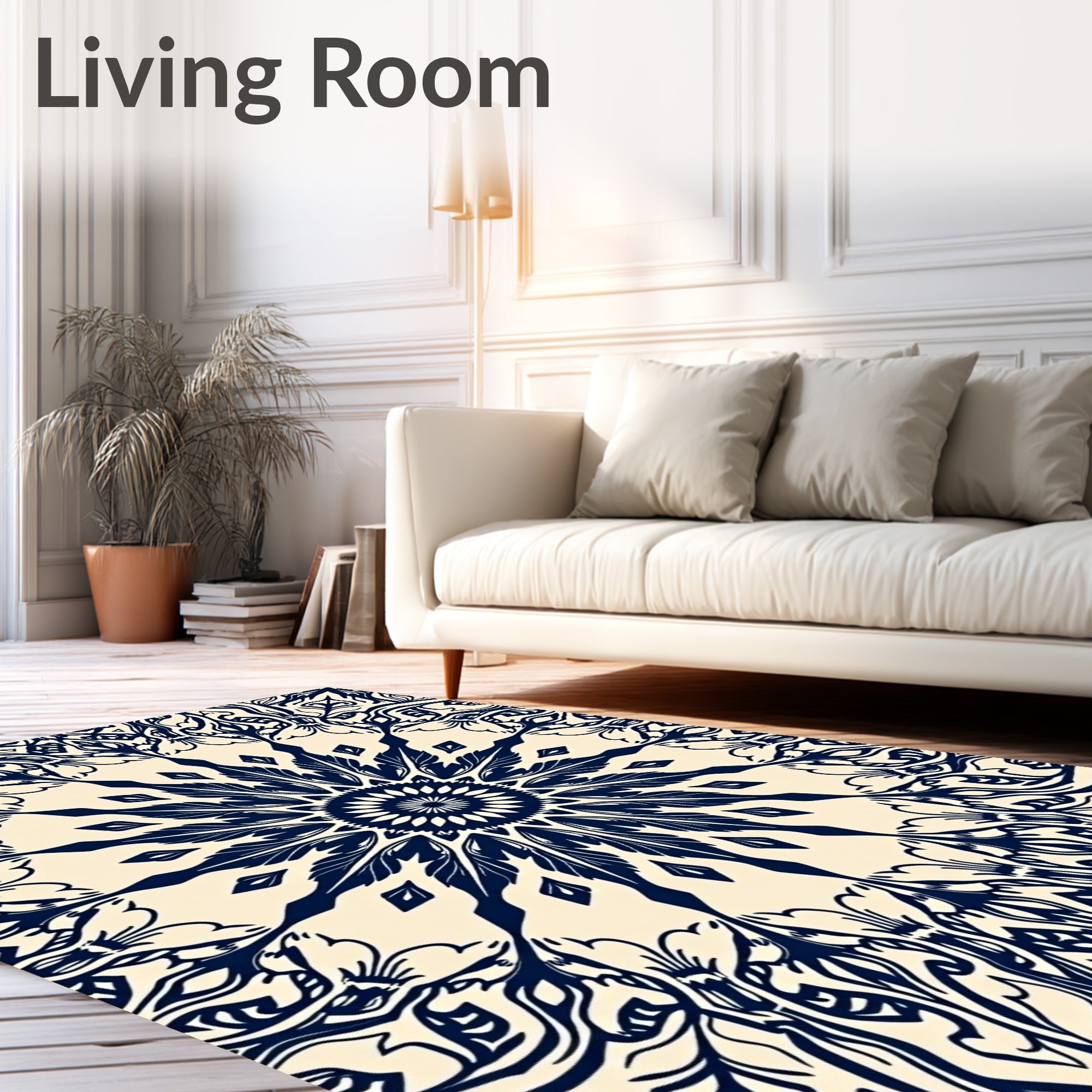 Intricate Floral Mandala Design Rug