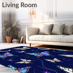 Night Sky Butterfly Moon Pattern Rug