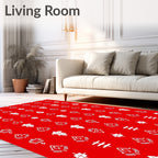 Red White Tribal Geometric Design Rug