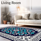 Intricate Turquoise Floral Mandala Pattern Rug