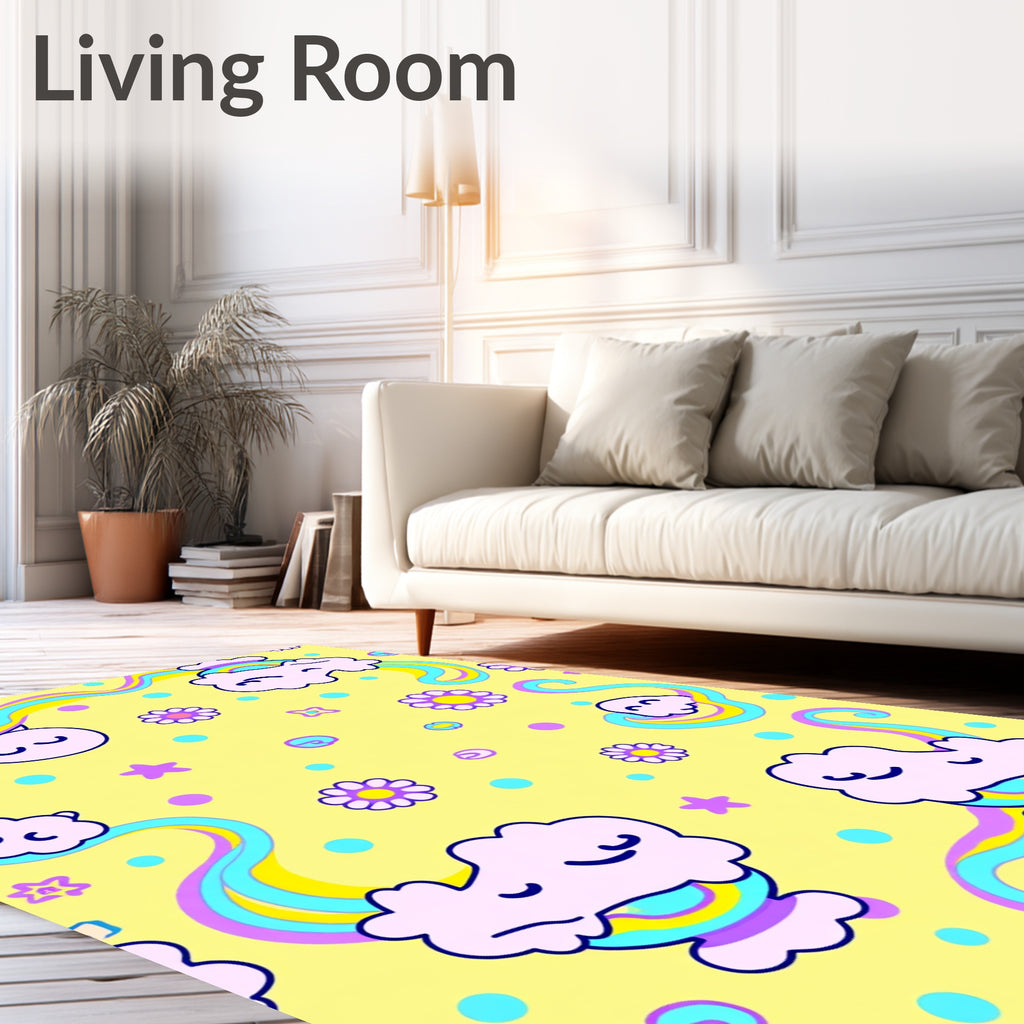 Clouds Flowers Rainbows Pattern Rug