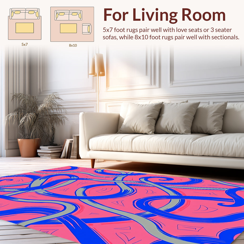 Bold Blue Swirl Abstract Pattern Rug