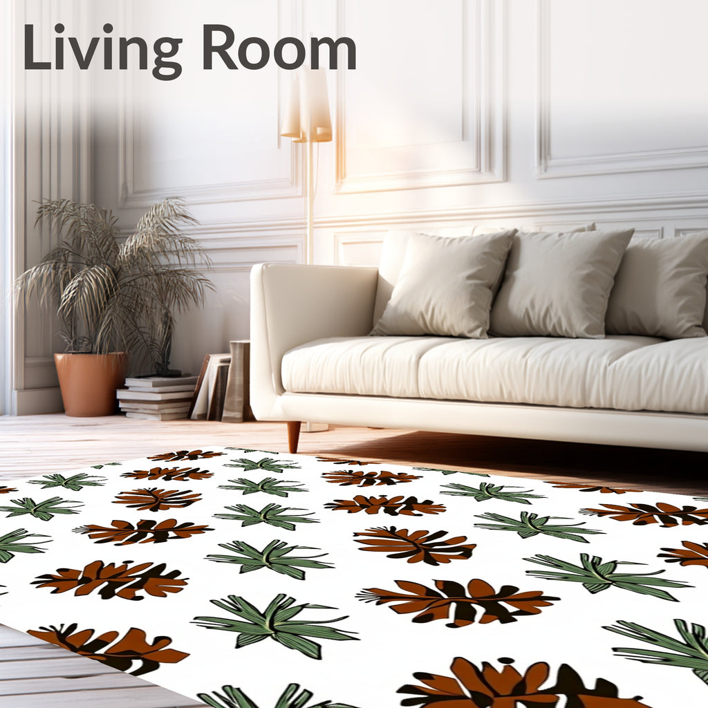 Brown Green Foliage Cluster Rug