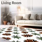 Brown Green Foliage Cluster Rug