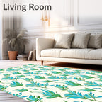 Tropical Leaf Pattern with Teal Accents Rug