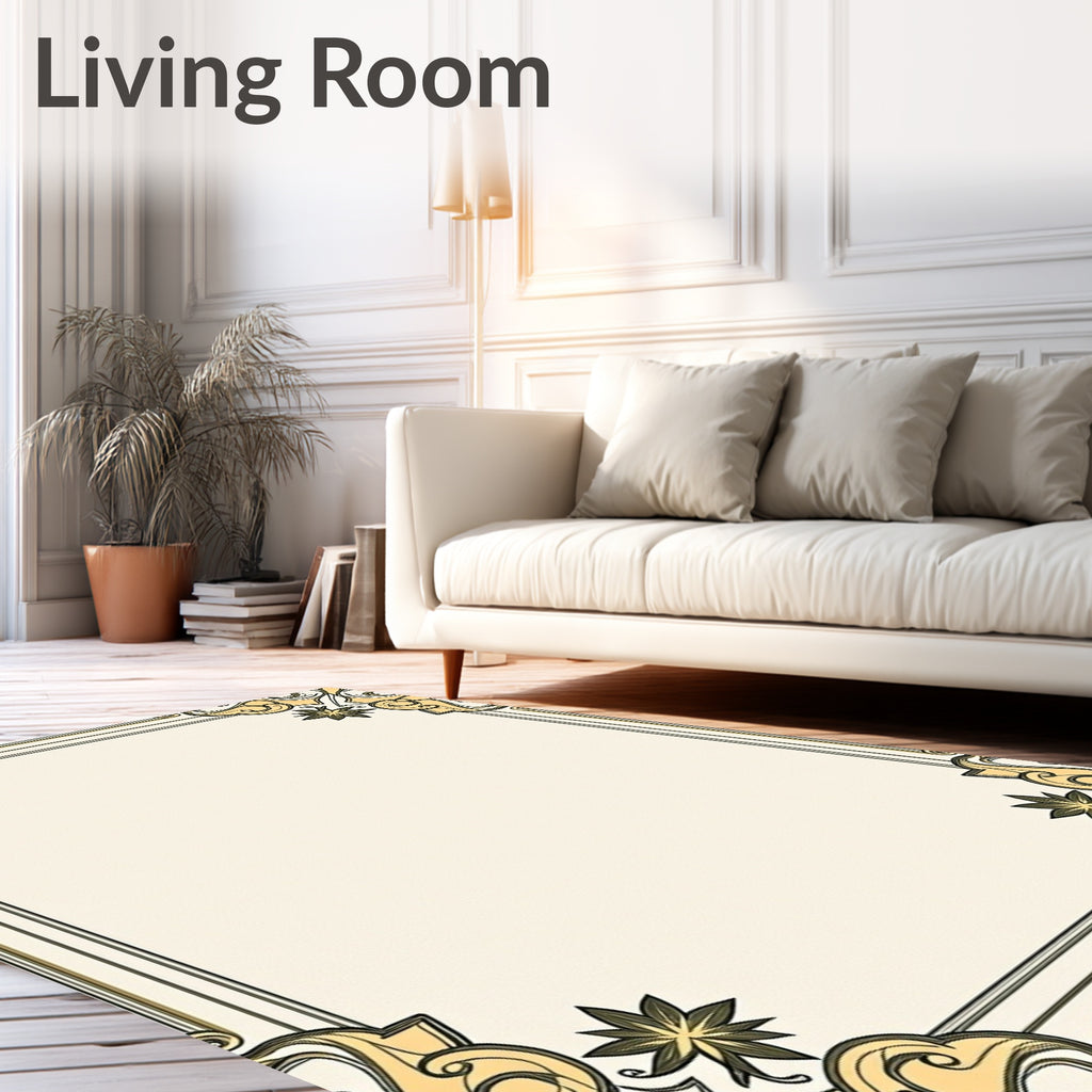Art Nouveau Golden Flourish Star Border Rug