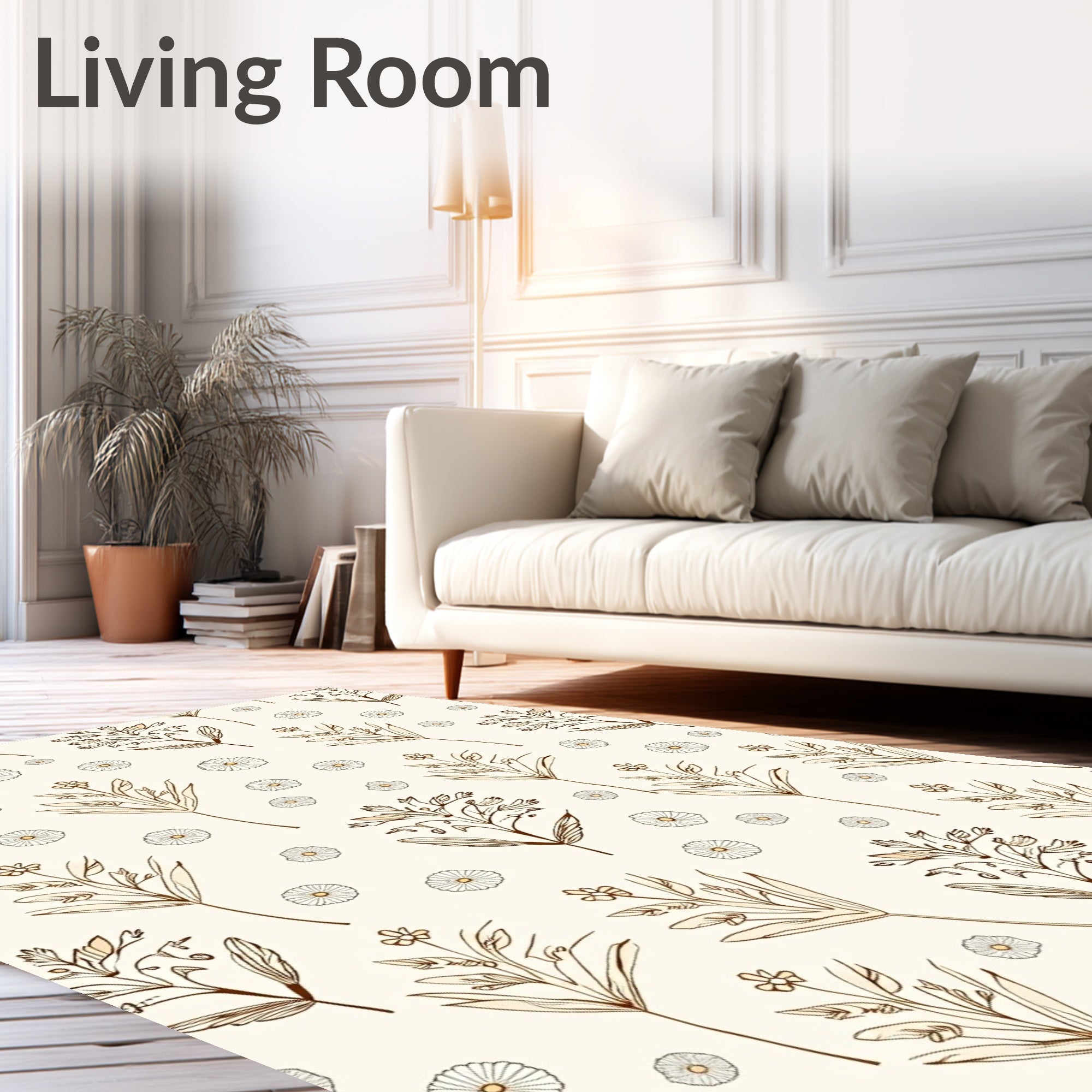 Botanical Branch Daisy Pattern Rug