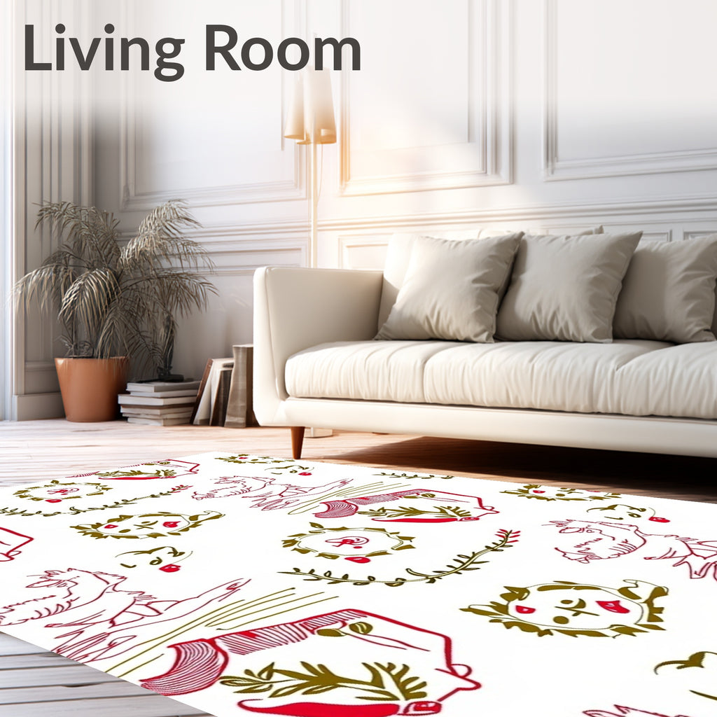 Whimsical red and gold foliage creatures Rug