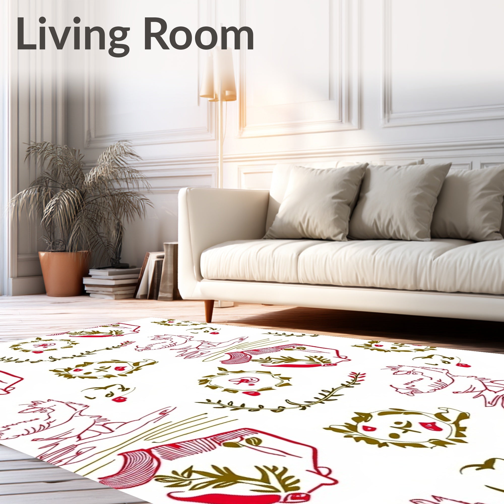 Whimsical red and gold foliage creatures Rug