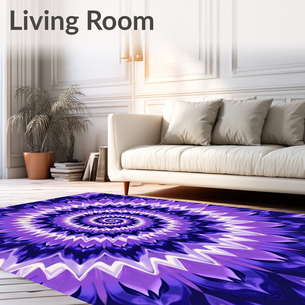Vibrant Violet Psychedelic Floral Design Rug