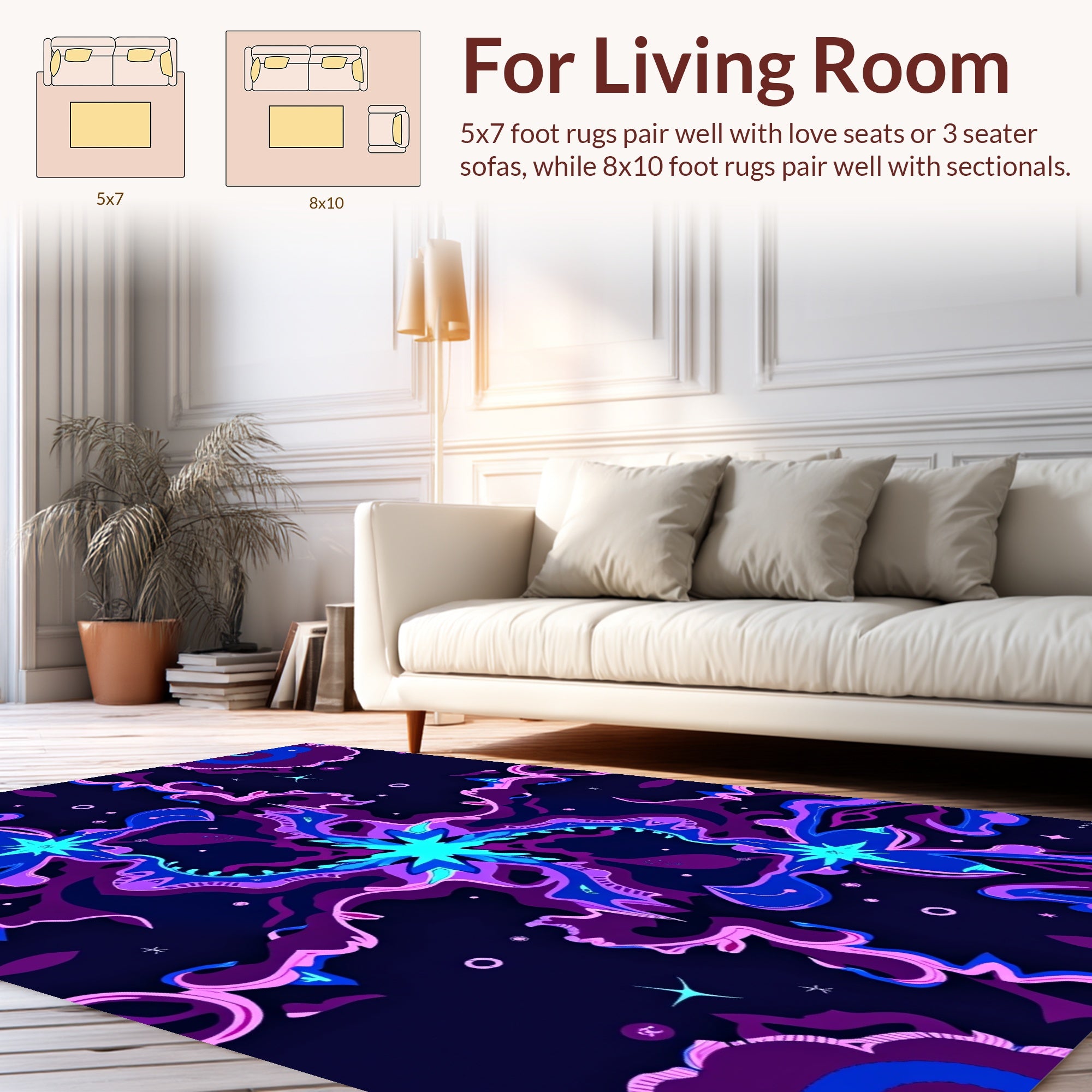Vibrant Abstract Floral Swirls Design Rug