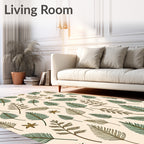 Nature's Green Brown Leaf Pattern Rug