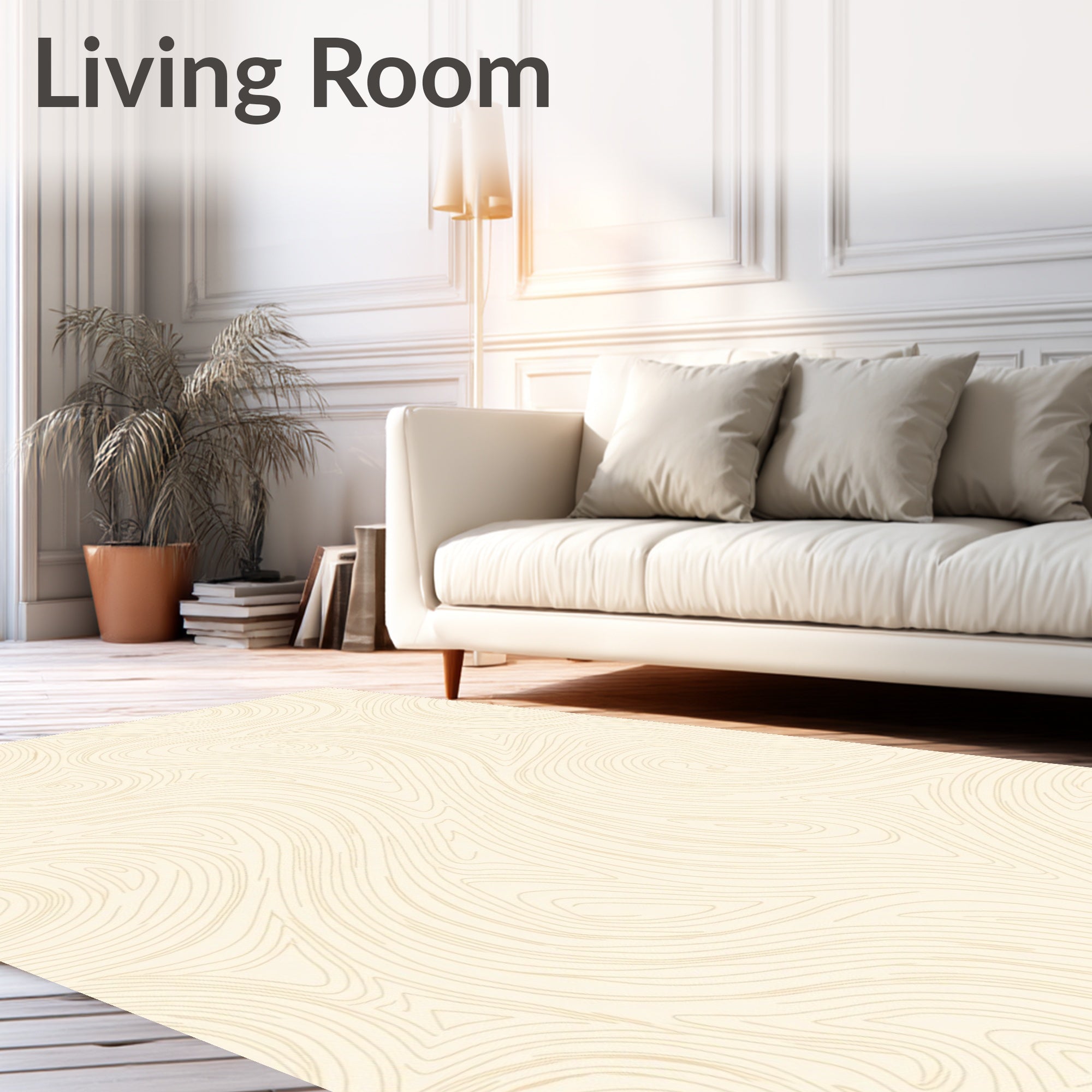 Cream Abstract Swirl Contour Rug