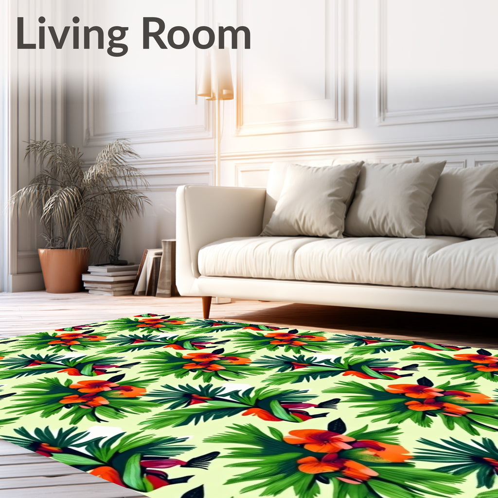 Exotic Tropical Floral Pattern Rug