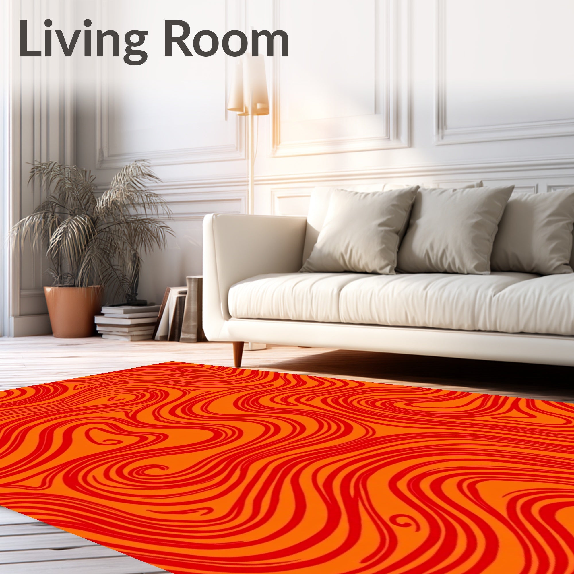 Orange Red Swirl Pattern Rug