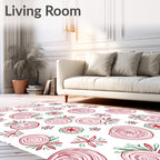 Whimsical Red Floral Swirl Rug