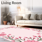 Soft Pink Floral Vines Pattern Rug