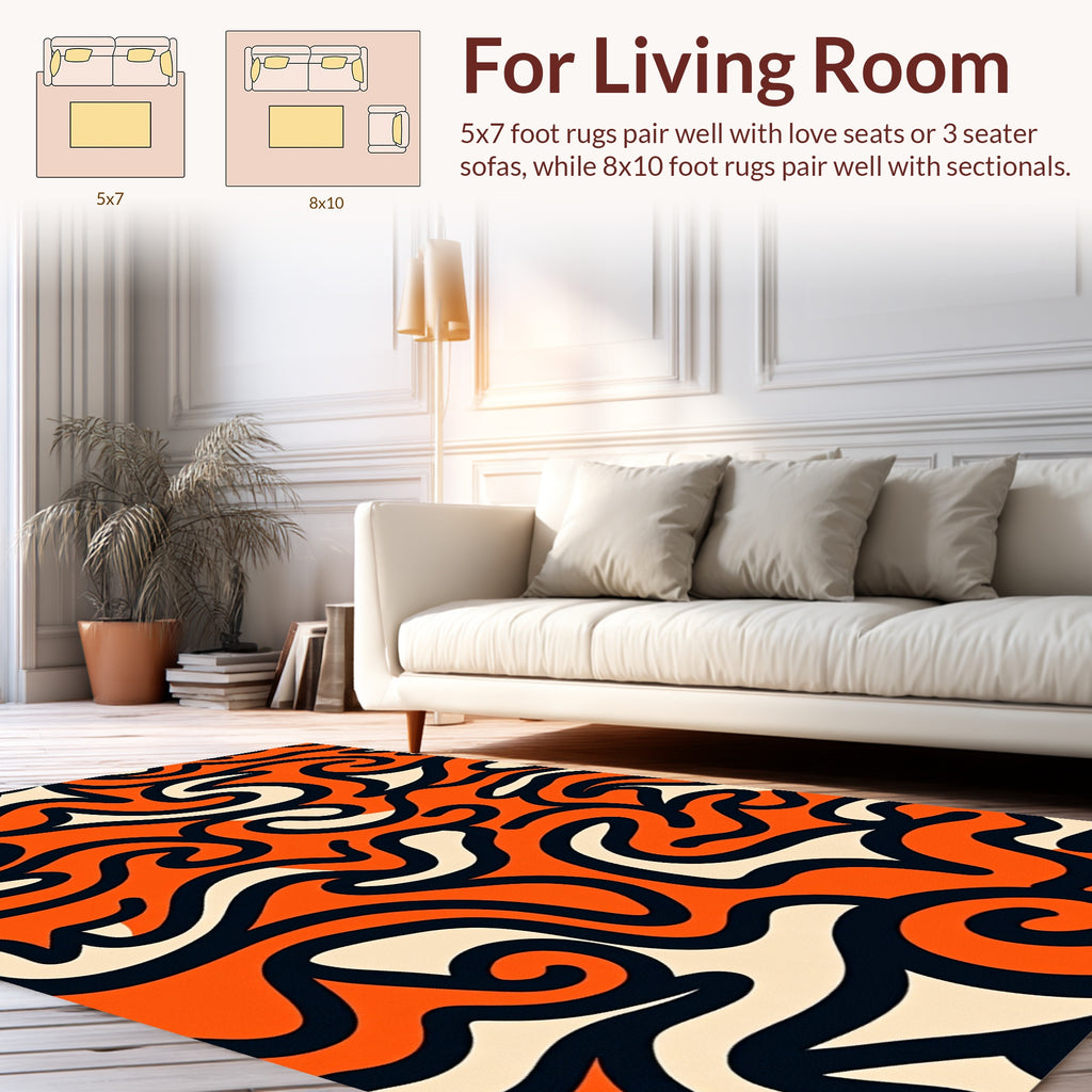 Bold Orange Swirl Pattern Design Rug